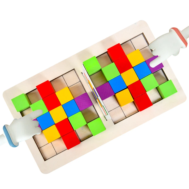 Wholesale  China Freight colored wooden building block cubes square blocks for kids diy