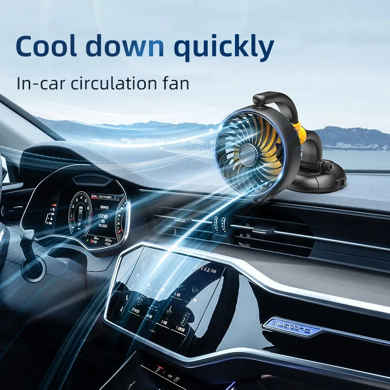 F5501 Upgraded 12V DC car fan with USB cable, 2024 car electronics accessories electric air cooling fan for car 24V