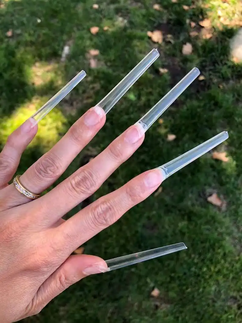 new arrival customer logo label 3XL COFFIN No C-Curve ABS Super XxxLong  French Length 5.5cm  Nail Art Tips