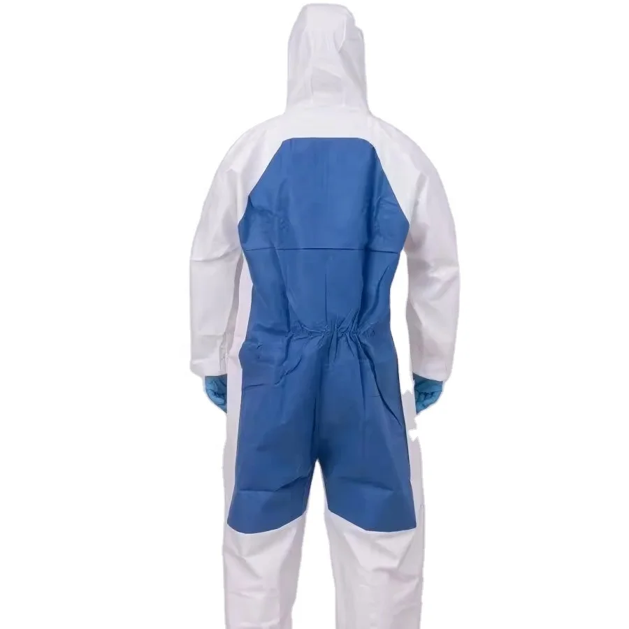 Factory Wholesale Microporous Film Coverall with SMS breathable back Similar to 3M 4540
