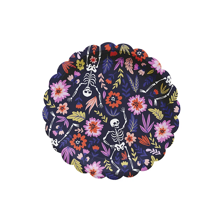 Набор посуды для Хэллоуина бумажные тарелки, Набор салфеток Dia De Los Muertos одноразовые вечерние для взрослых Новогодние украшения для вечеринки