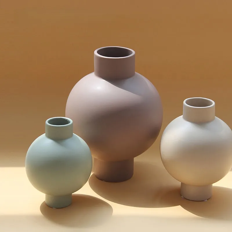 Nordic Creative Modern Morandi Colorful Unique Shape Flower Vase Ceramic Decorative Home Item Porcelain Vases