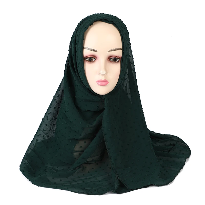 
70*180cm China Goods Wholesale Fashion Solid Color Shawl Muslim Women Pearl Chiffon Crinkle Hijab Scarf 