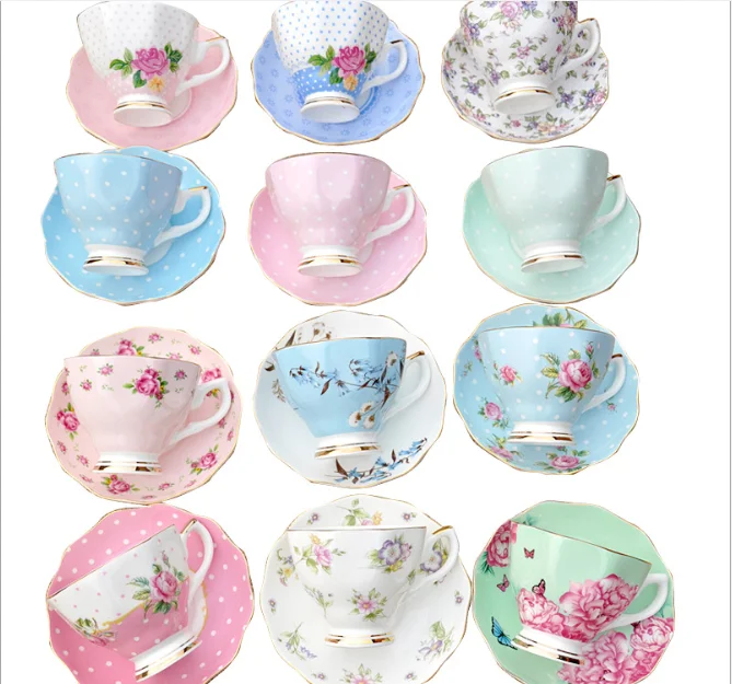 Phnom Penh цветок костяного фарфора Европейский во второй половине дня стиль керамические чашки для чая и кофе чашка с блюдцем набор с золотой оправой