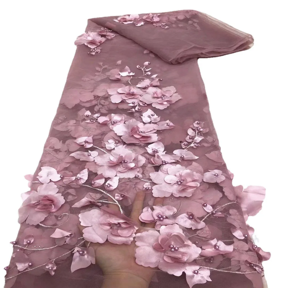 Handmade beaded three-dimensional embroidered Fabric for Spring and summer clothing