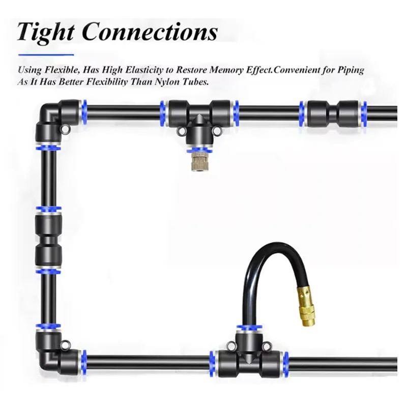 5M/10M/20M PE Hose 6mm 8mm Pipe Tubing For Misting Cooling System Outdoor Backyard Garden Irrigation Sprinkler Misting Fittings