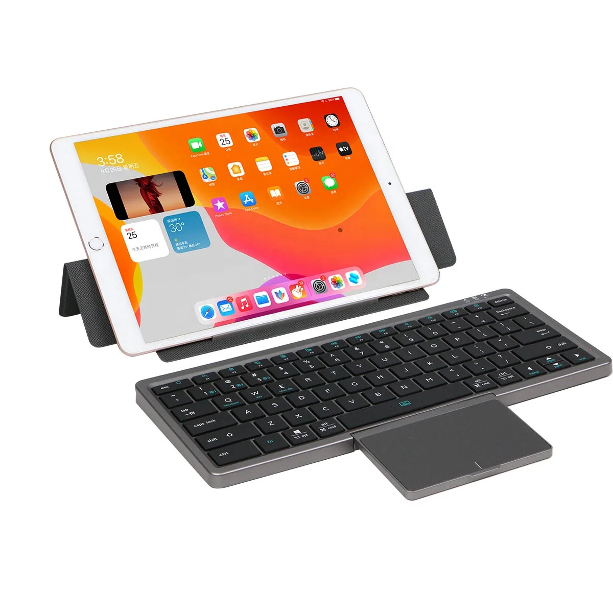 Factory OEM/ODM Ultra Thin Mini Portable Bluetooth Keyboard with Trackpad and Detachable Case for Windows, iOS, Android