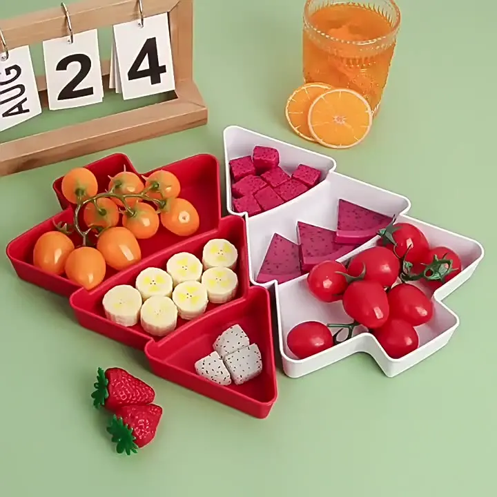 ANJUKE Christmas Festive compartment design suitable for snacks and melon seeds creative food platter Christmas tree fruit plate