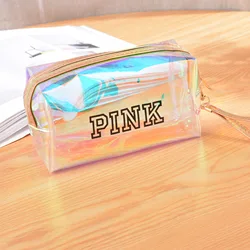 2020 amazon hot sale waterproof holographic laser TPU PVC cosmetic bag for women,wholesale fashion custom makeup bag with zipper