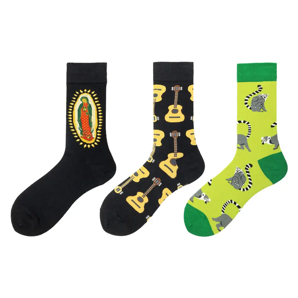 Bamboo Happy Wholesale Socks Print for Sports Autumn Knitted Digital Printing Custom Logo Hot Sale Unisex Men Pattern S Women