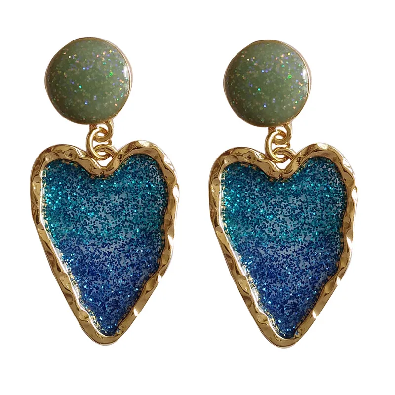 Серьги-подвески из серебра S925 пробы в виде сердца