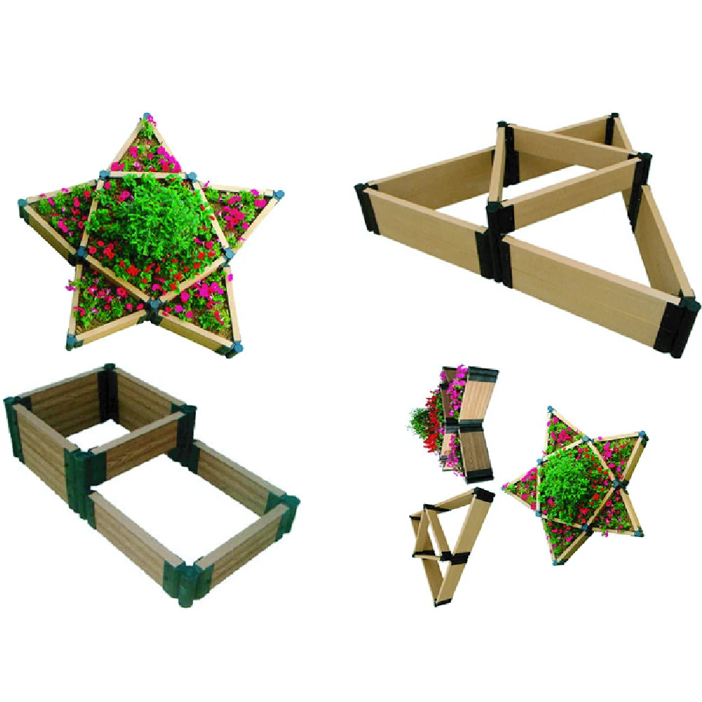 Factory Price Plastic Wood Flower Box Landscape Garden Decoration diy planter for outdoor