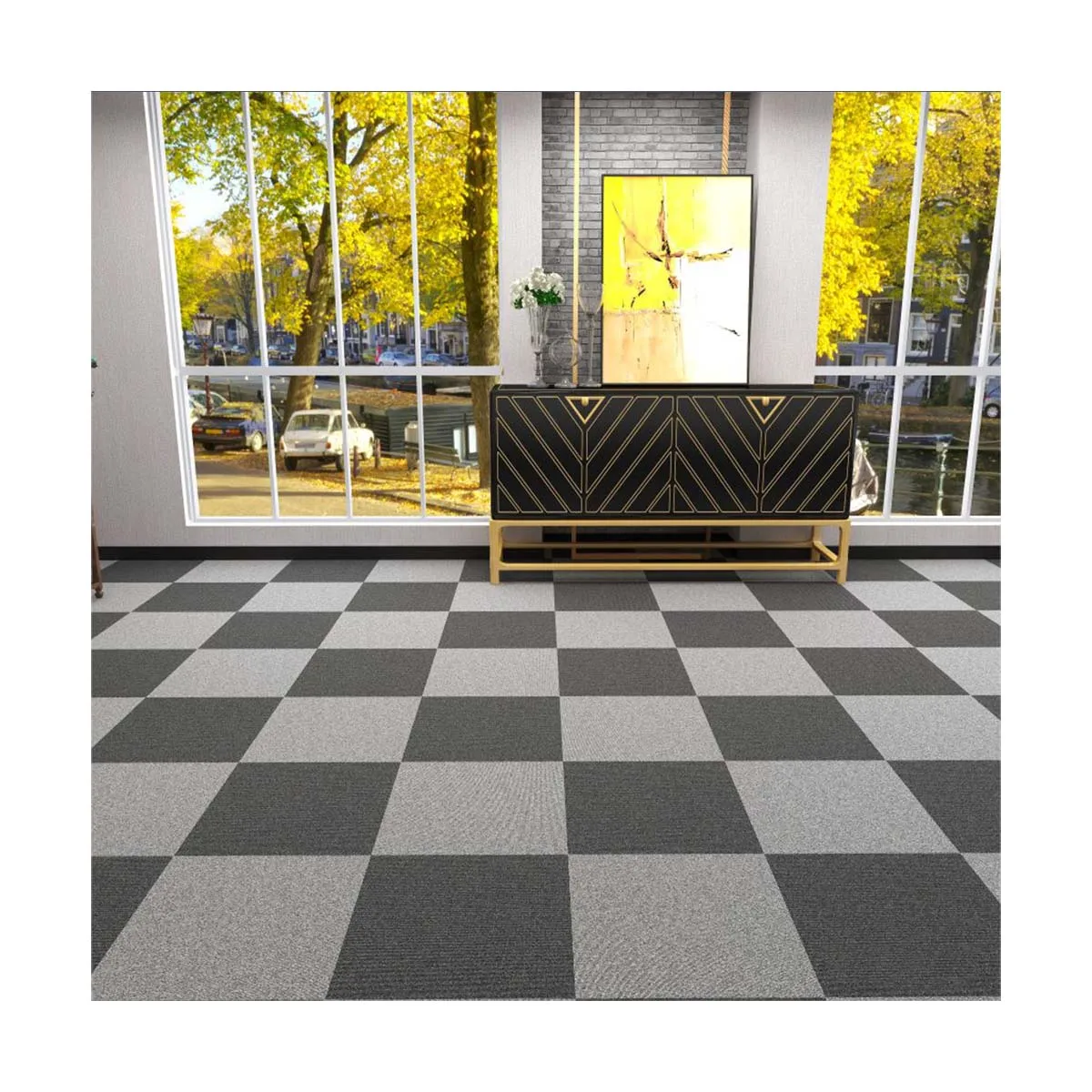carpet tiles commercial 500x500 customize fashion office entrance putting rug floor mat  squares