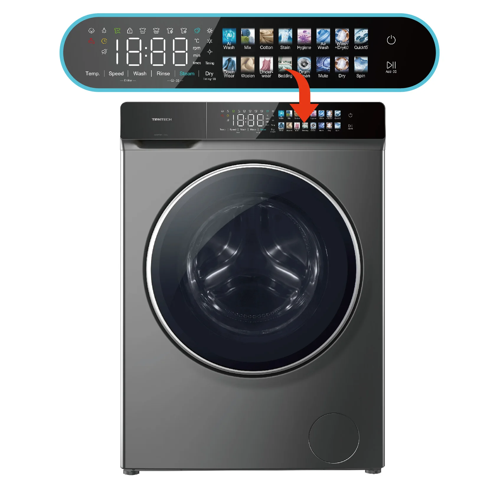 H22 Top Quality OEM Colorful Touch Screen 12Kg Front Load Washing Machine with Dryer