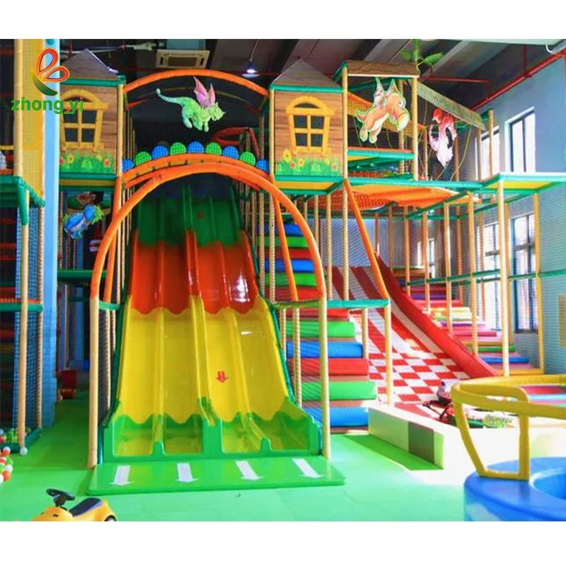 Large Maze Kids Indoor Playground Ninja Play Center Big Slide Swing Manufacturers Indoor Kids Children Playground Equipment