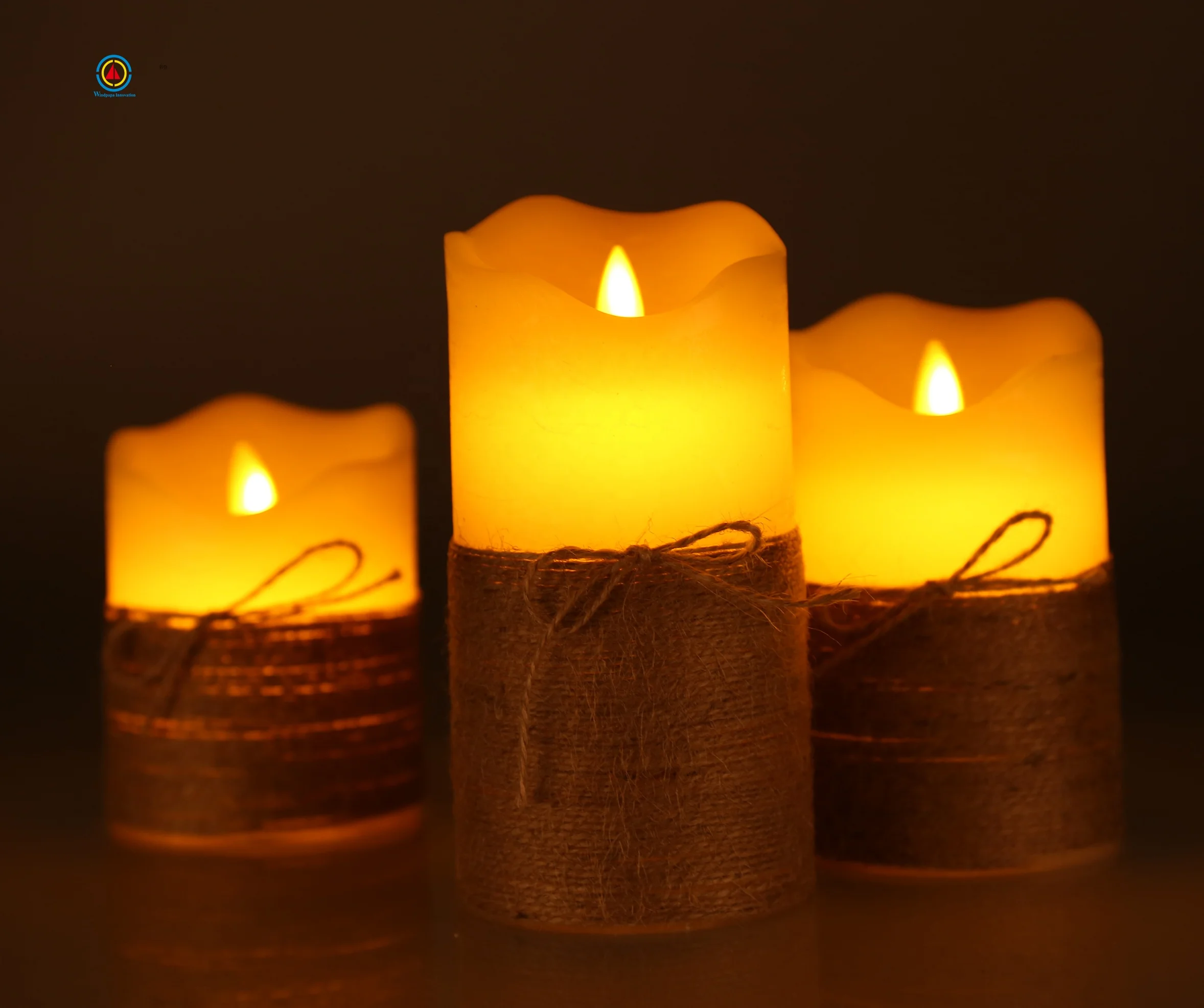 Bowknot Rope Electric Swing Flameless Pillar Candles LED Candle with Remote & Timer