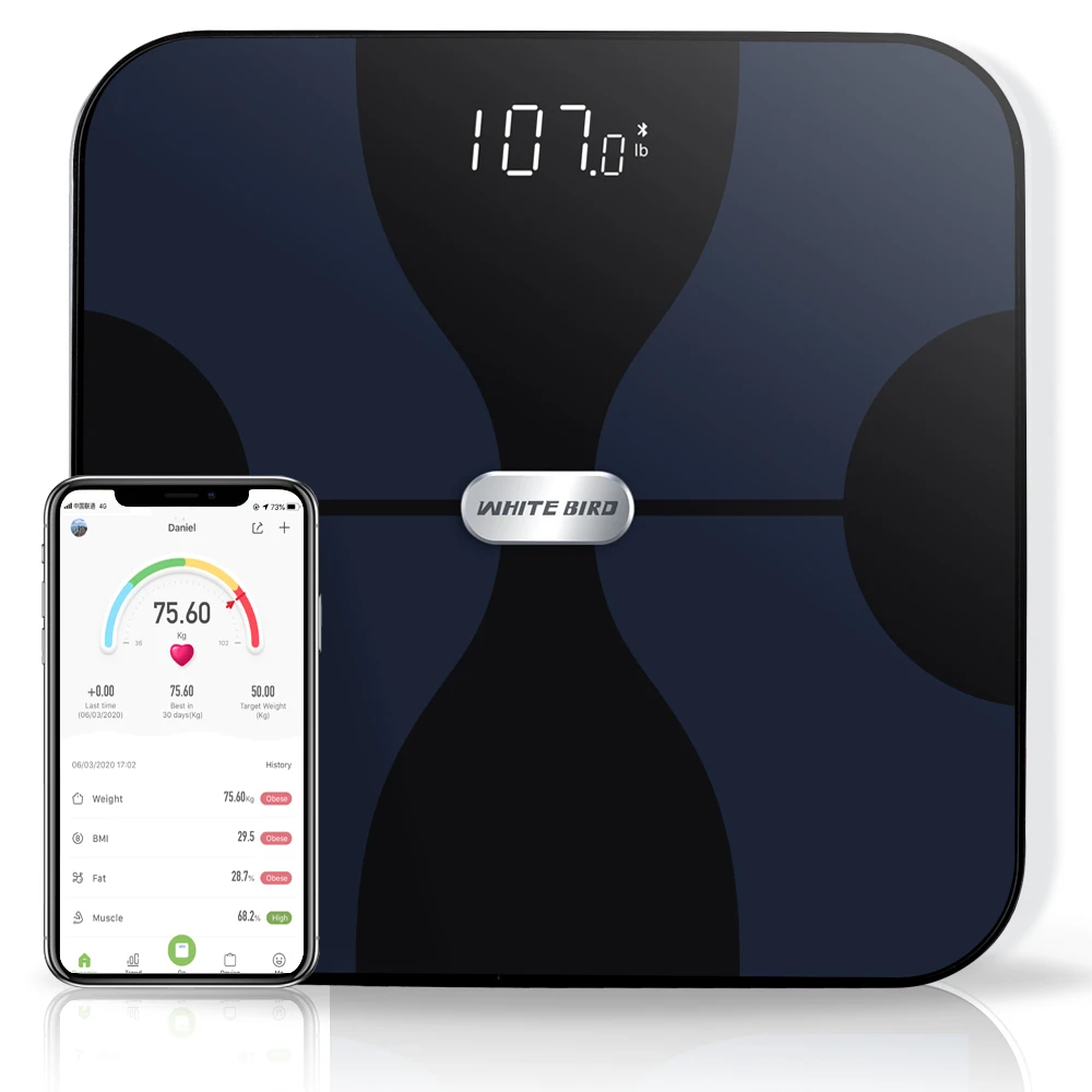 Hot sale high resolution LCD display tempered glass body weight bathroom scale body fat scale smart body fat scale