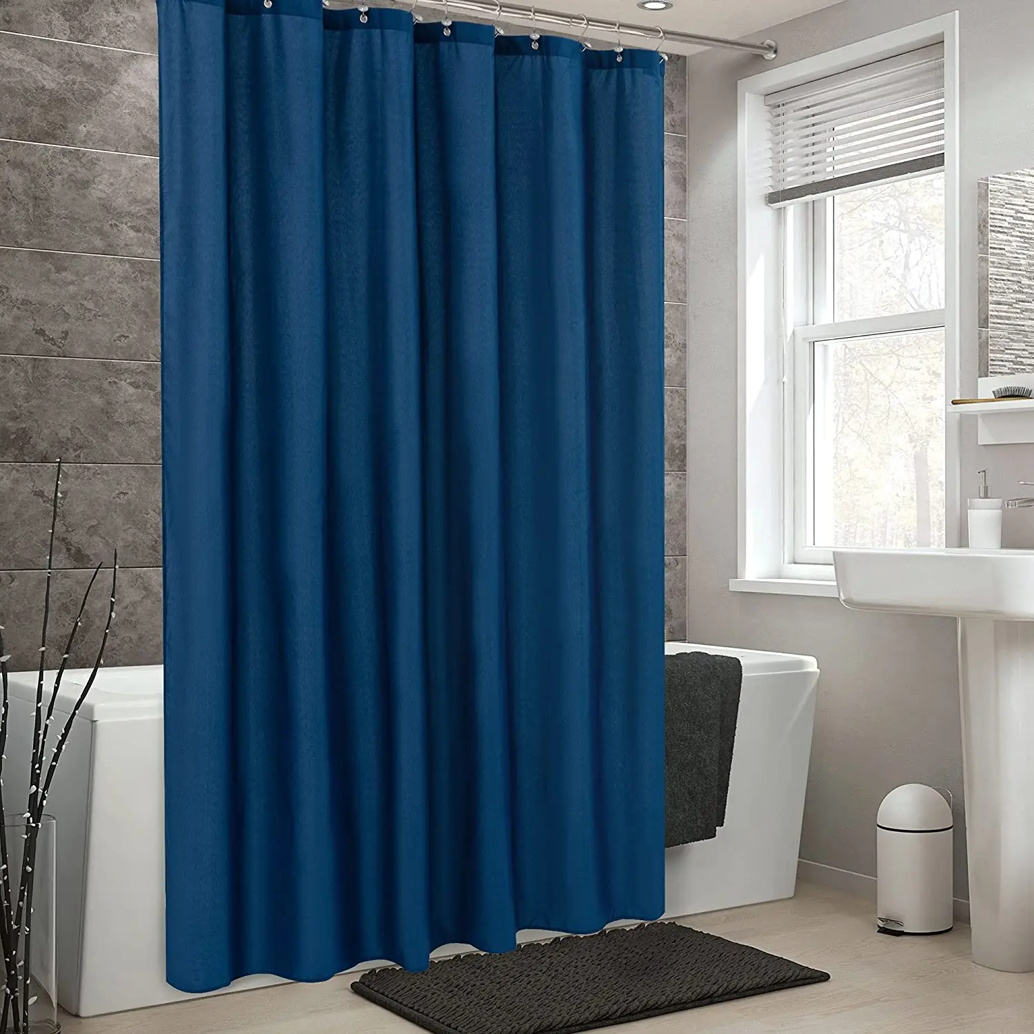 CF BCRP83-MB Thickened Polyester Cloth Plain Color Bathroom Curtains, Waterproof  Solid Colors Shower Curtain