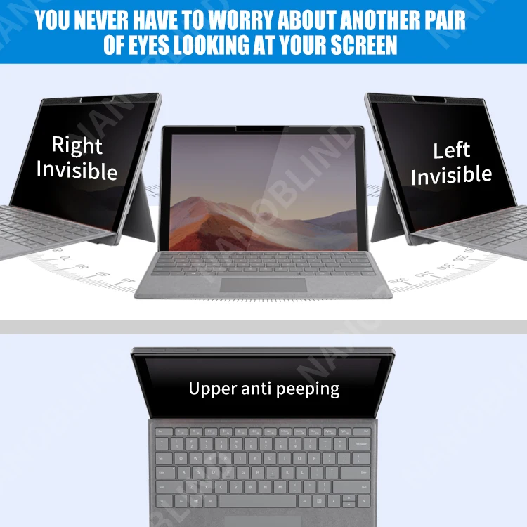 NANOBLIND 360 Degree Anti Spy Magnetic Privacy Screen Protector For Microsoft Surface Pro 4 5 6 7 Anti Blue Light Fast Install