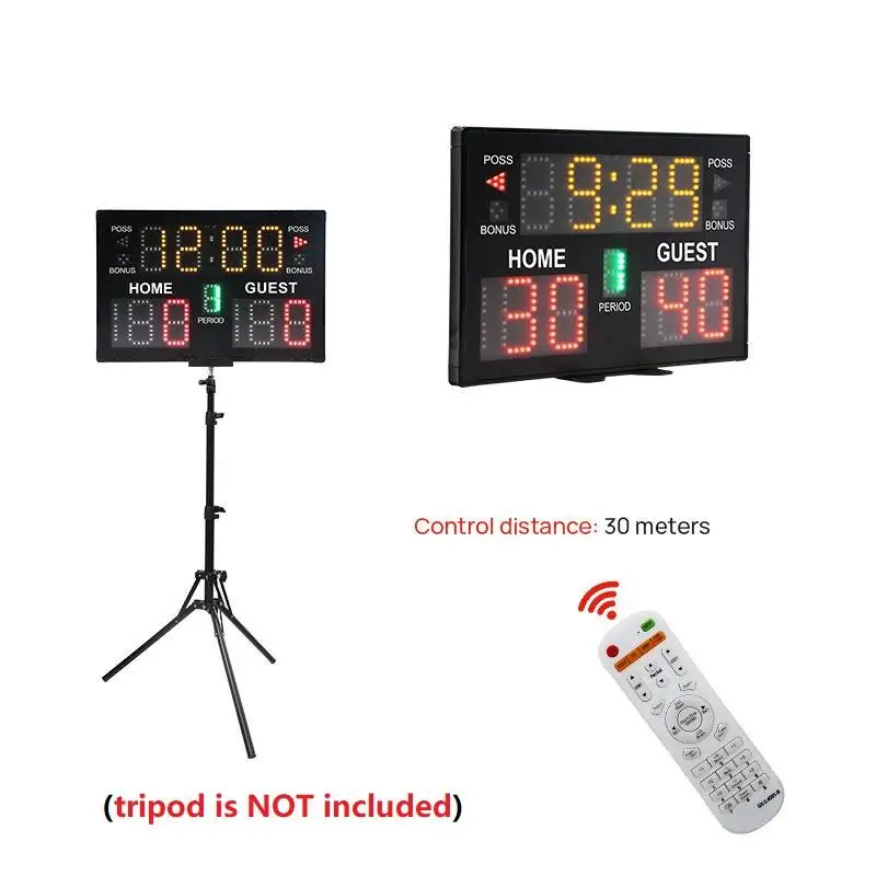 YIZHi Indoor Outdoor Ball Game Electronic Basketball Digital Scoreboard with Timer Remote for Baseball Football Volleyball Match