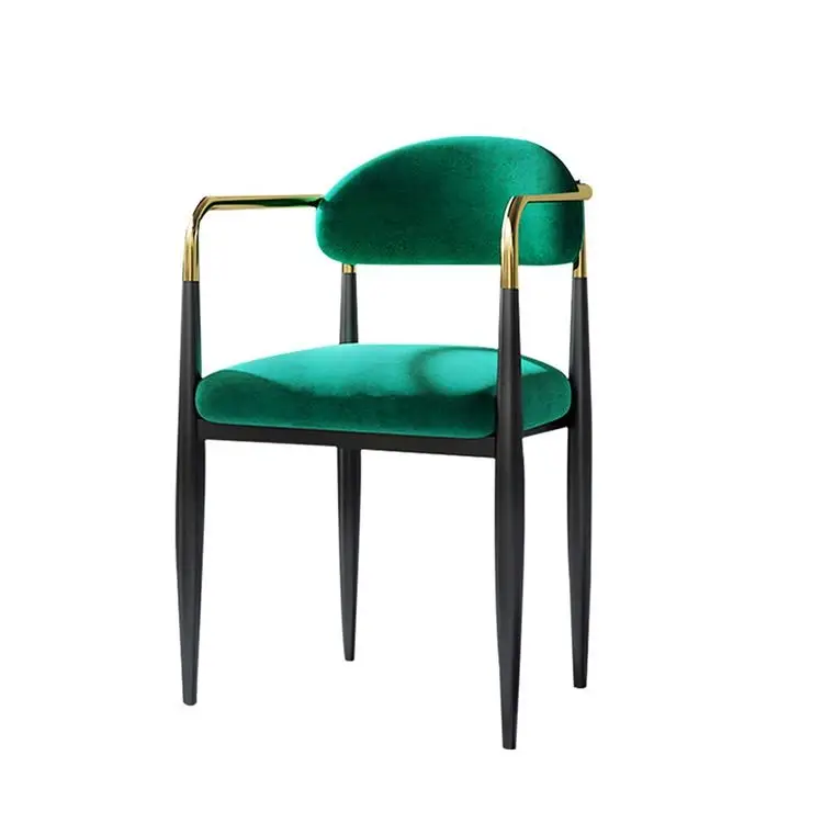Luxury Modern Design Hotel Home Dining Room Furniture Ash Solid Wood Metal Velvet Fabric Arm Chair
