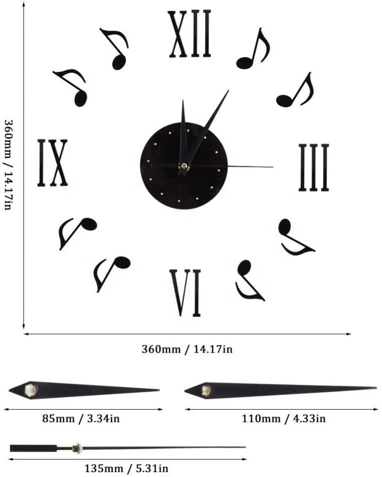 Musical Notes Roman Numerals Vinyl DIY Wooden Color Unique Ideas Clocks Stickers