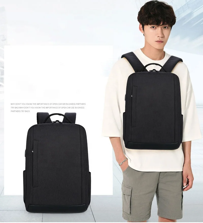 Nylon Luxury Boys Business Mens Leather Laptop Backpacks Travel with Compartments Book Bag Men Waterproof School Computer Bag