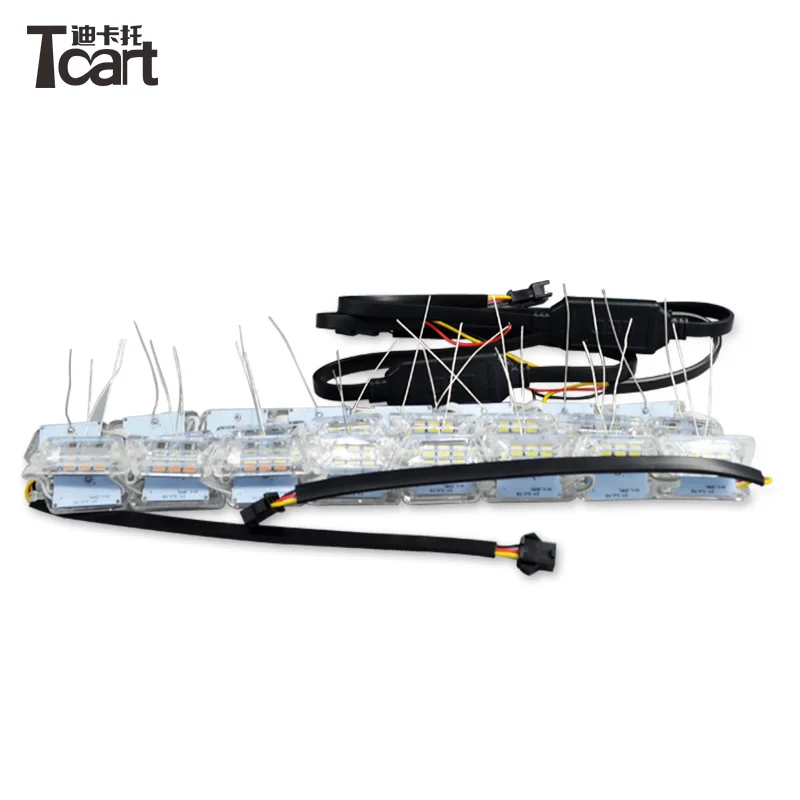 Tcart auto warming daytime running light strip 12V crystal led DRL  3color Flexible Day Lights with turn yellow signal lamp