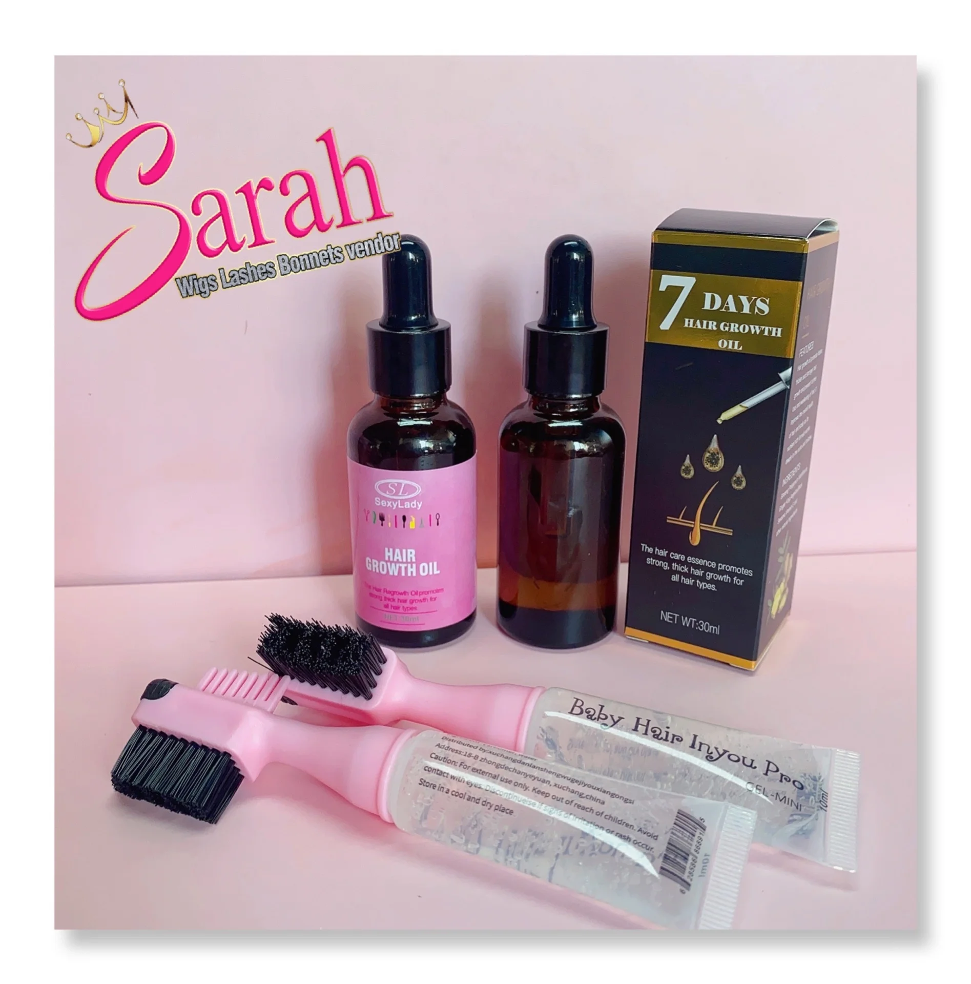 Custom Label Strong Hold 3 And 1 Baby Hair Edge Control Pro Brush Comb Gel with Logo Refillable Waterproof Hair Gel Edge Brush