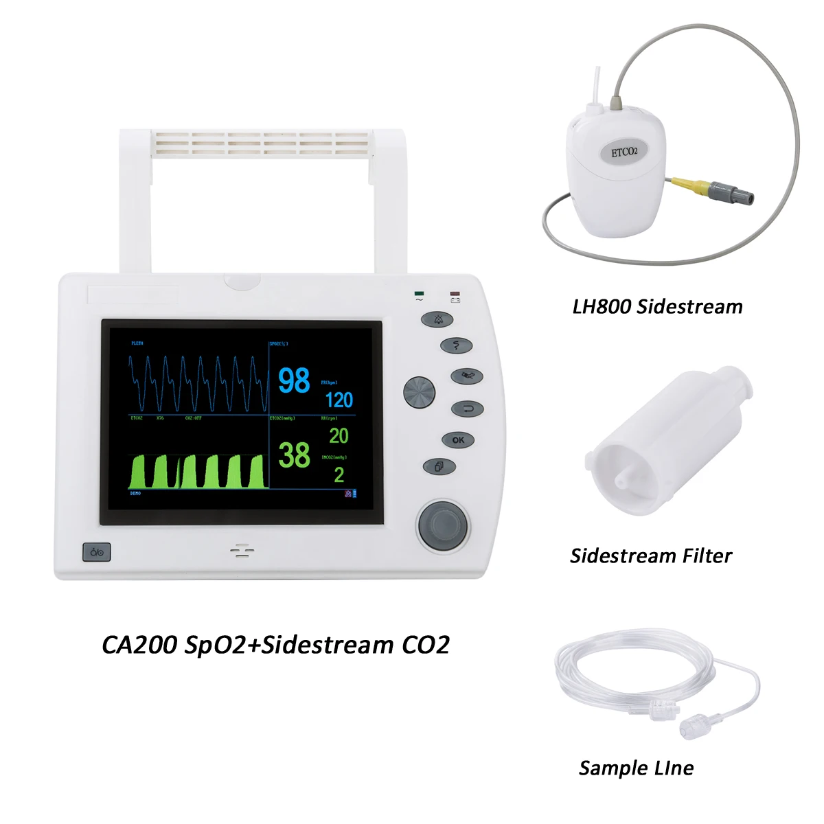 Hot Selling Veterinary CA200 Multi-parameter Monitor for Pets - SpO2 & CO2 Detection Medical Equipment