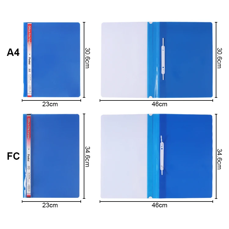 Foska PP File Folders Assorted Colors A4 Letter Size Standard Plastic Fastener File Folder for Schoolwork & Office