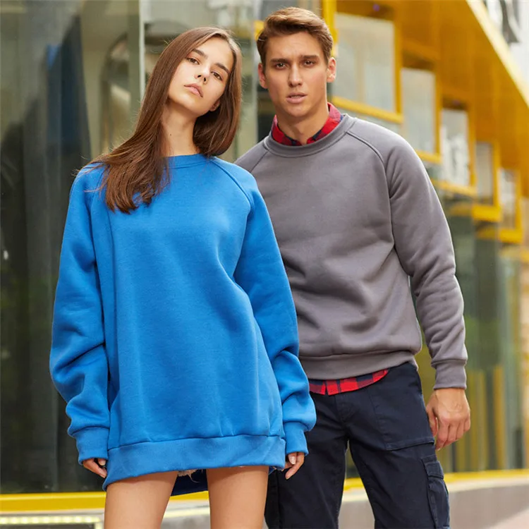 OEM Blank O-Neck 100% Polyester Long Sleeve Custom Logo Printed Oversized Pullover Sweatshirts