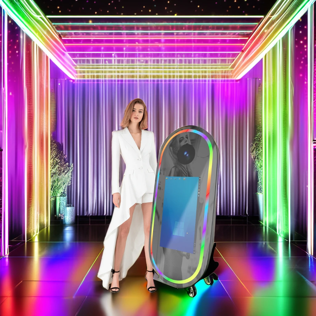 Selfie Magic Mirror Photo Booth With Camera and Printer Oval Ipad Photo Booth Mirror Dlsr Machine Touch Screen