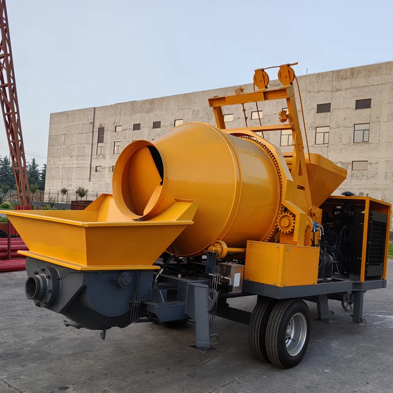 Factory suppliers mounted concrete mixer pump electric trailer concrete mixer with pump machine