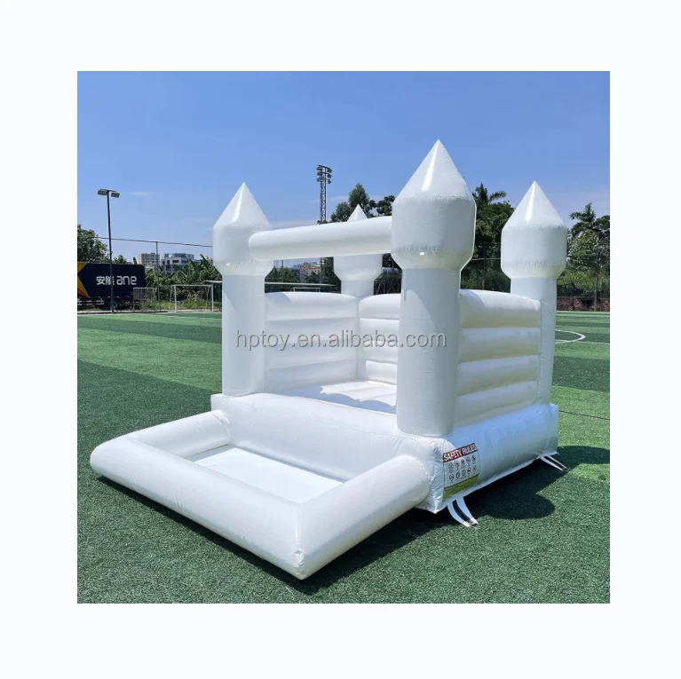 White Kids Jumpers Soft Play Bounce House with Ball Pit Pool for Toddler Wedding Jumping Balloons