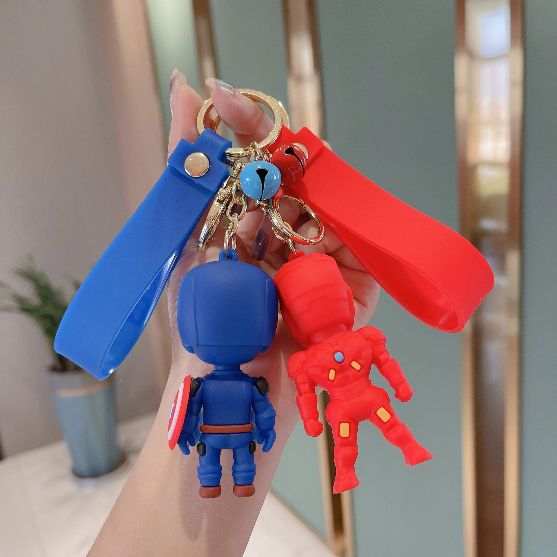 Hot Sale PVC 3D Lovely Cartoon Spider Man captain america avengers toy Hero Hulk Thor pendant marvel figure car key chain