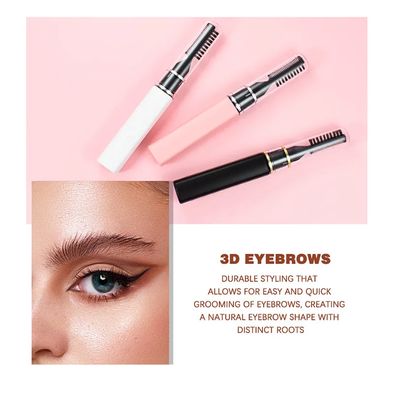 OEM black pink white wholesale waterproof clear wax eyebrow gel pen with brush 2024