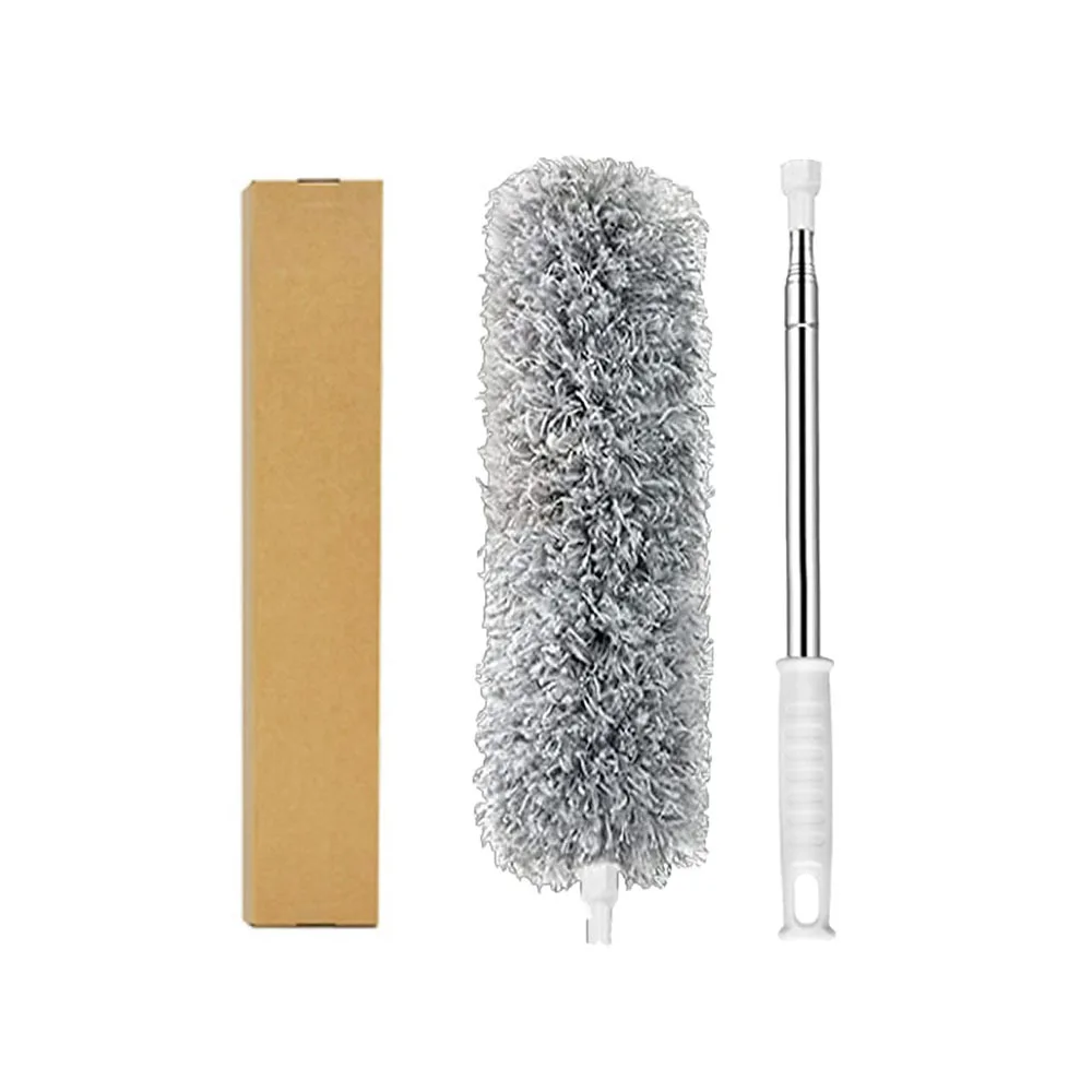 Flexible Head Microfiber Feather Duster Extendable Telescopic Pole Reusable Ceiling Car Household Brush Duster Cleaning Brush