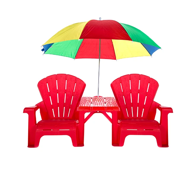 Wholesale Price Cheap Double Kids Chairs And Table Colorful  With Umbrella Hole
