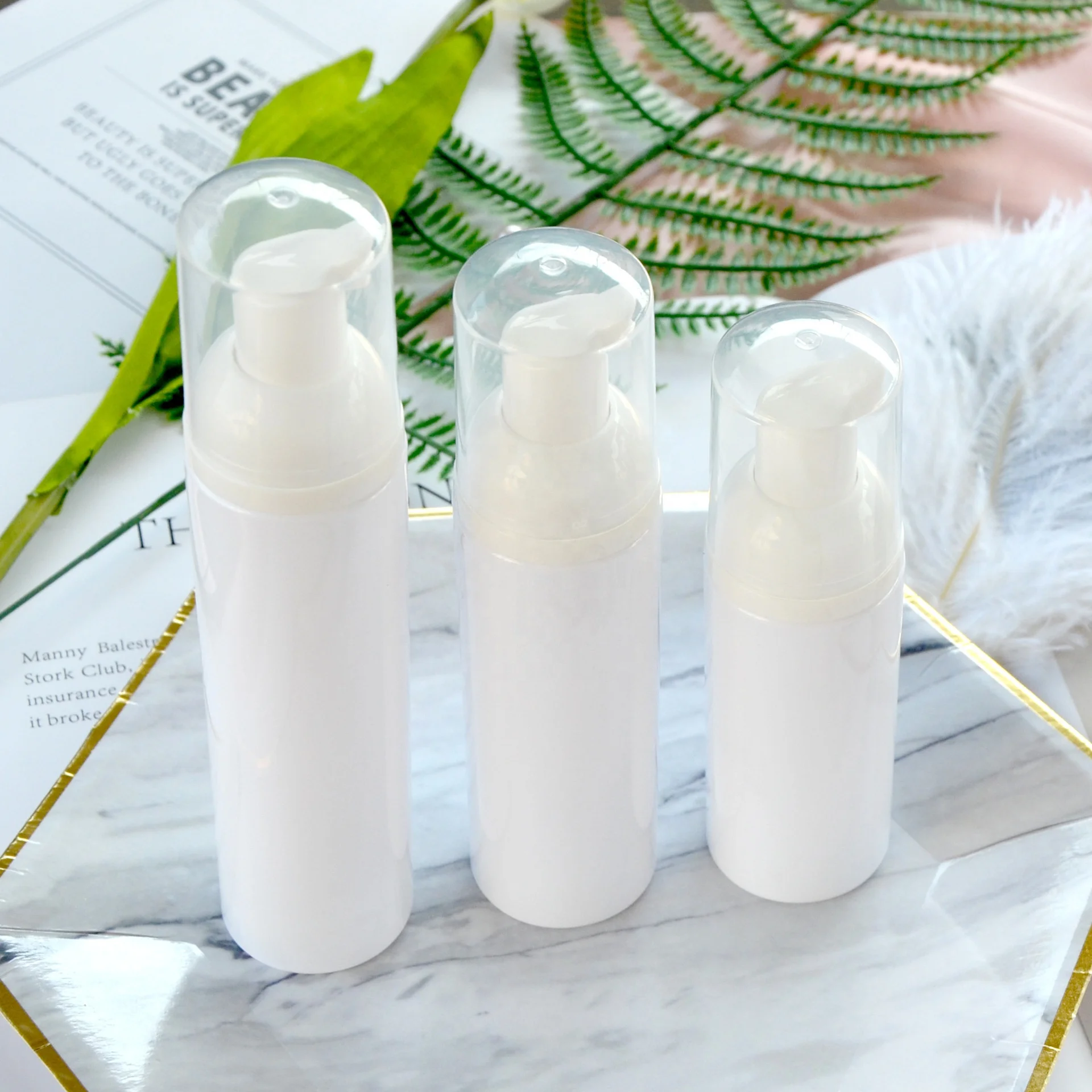 High quality small size 60ml 80ml 120ml foaming bottles cosmetic spray pump bottles for kids shower wash