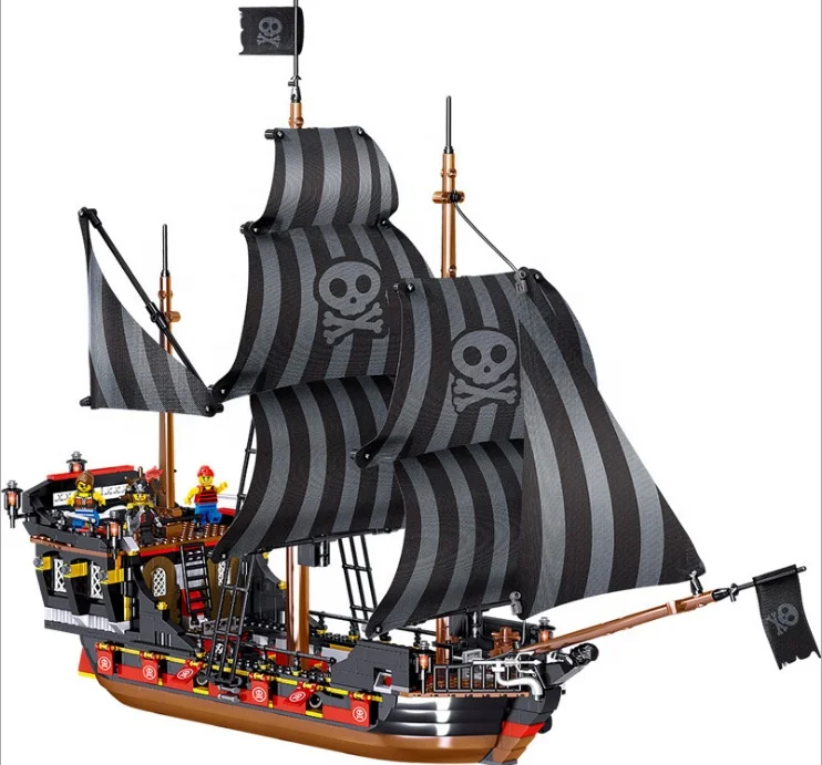 New Arrivals Legos Particle Building Blocks Pirate Ship Boat 3D Model Moc Building Brick Set Toys