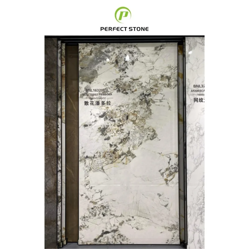 Ceramic Polished Glazed Slabs Pandora Sintered Stone Tile 1600*3200*12mm For Living Room Sintered Stone Slabs