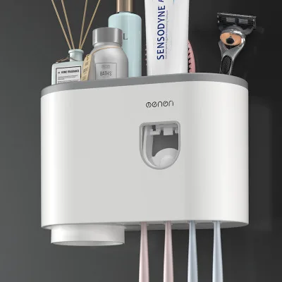Plastic Tooth Brushing Water Washing Teeth Cleaner Cup Automatic Toothpaste Dispenser with oneToothbrush Holder