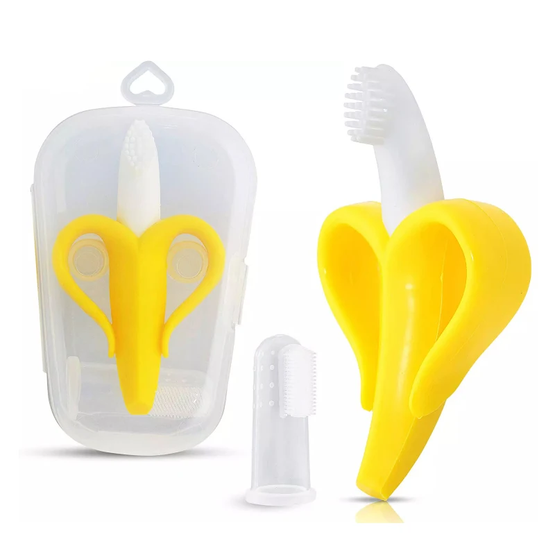 Забавная детская зубная щетка с мультипликационным принтом, молярная палочка, BPA бесплатно, мягкая силиконовая детская зубная щетка