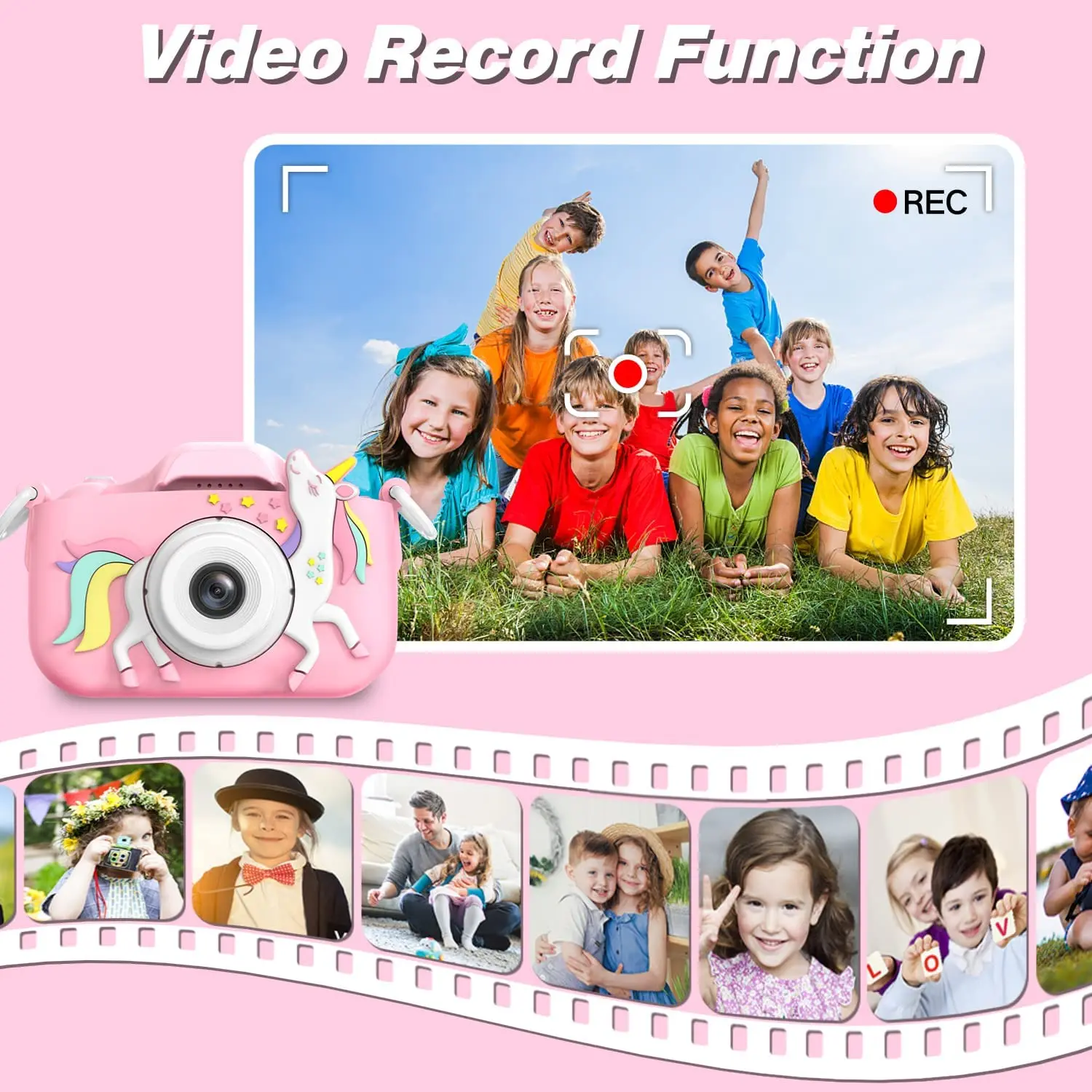 Camera Toys for Children Digital Video Camcorder Camera with Cartoon Soft Silicone Cover Best Birthday Festival Gift for Kids
