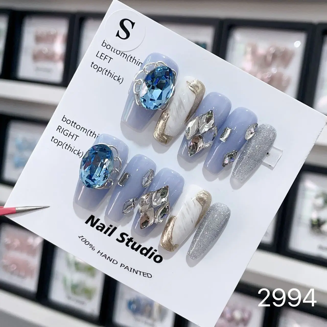 High Quality Thick Acrylic Press On Nails Handmade False Nails 10 Pcs Hand Painted Press On Nails