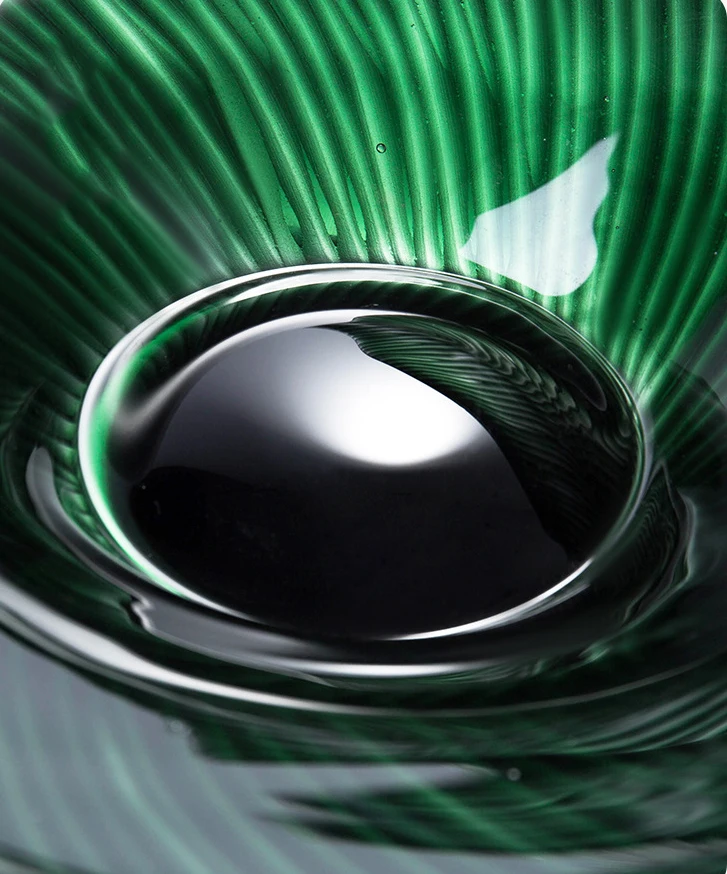 Nordic Luxury Home Accessories Hand Blown Compote Plate Fruit Tray Green Glass Fruit Bowl