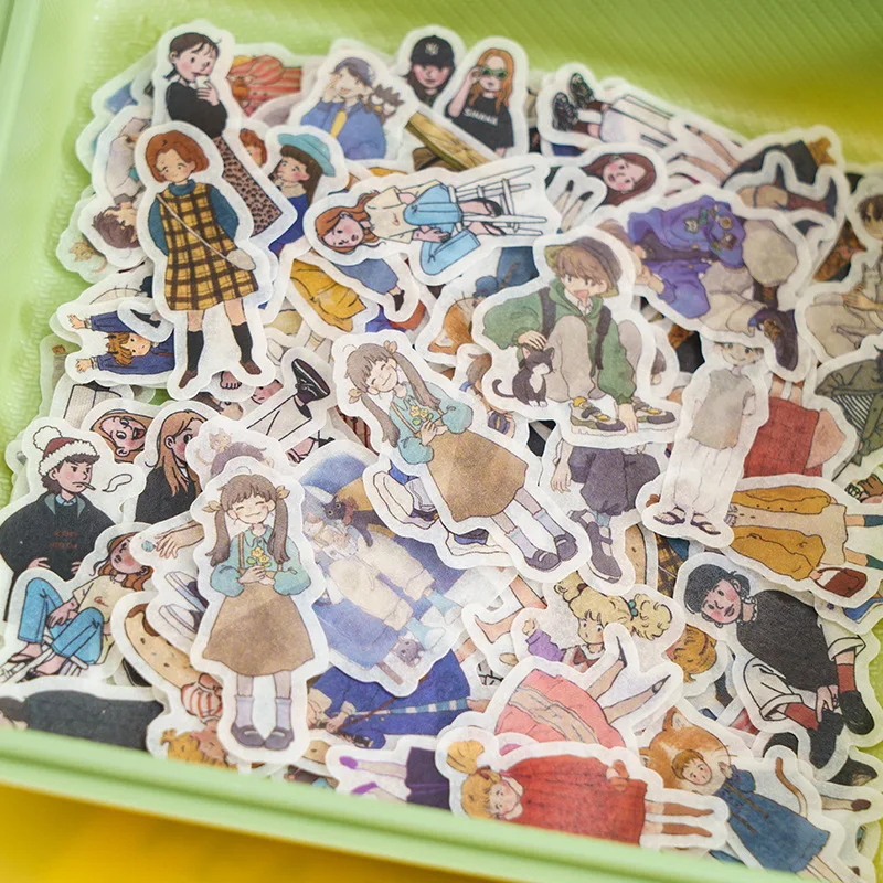 40 Pcs Kawaii Cartoon School Girls Decoration Album Planner Stickers Scrapbooking Diary Sticky Paper Flakes Hand Account Sticker