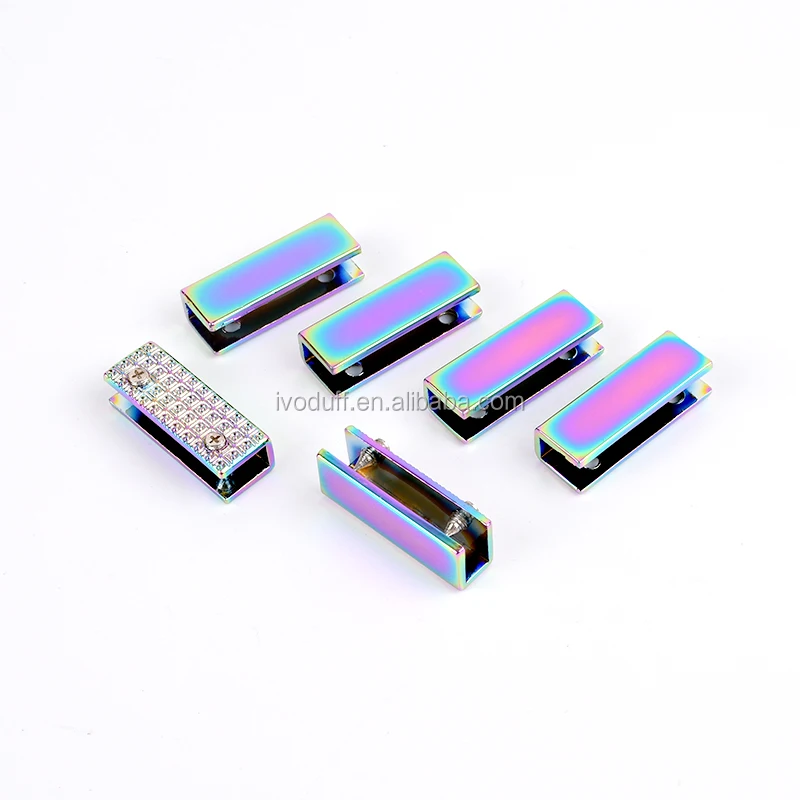 Ivoduff Handmade Handbag Strap Ends Metal End Stop Rainbow Color Metal Zipper Clip For Strap
