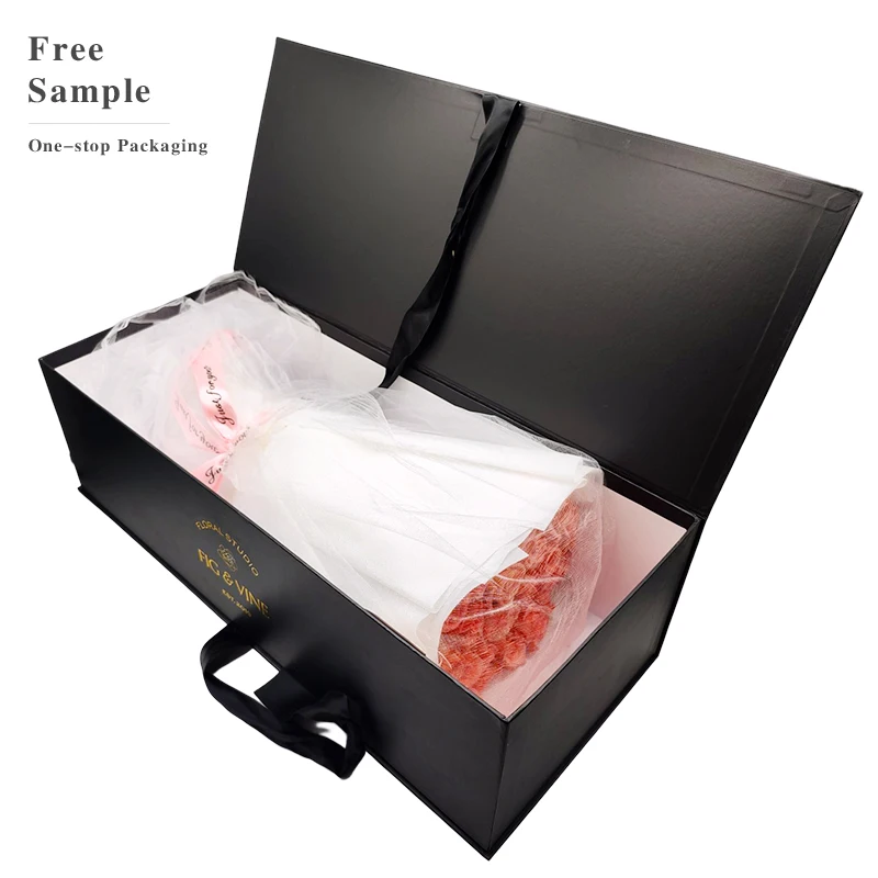 Custom Long Empty Preserved Soap Head Flower Valentines Day Rose Delivery Decorative Packaging Paper Flower Gift Boxes Wholesale